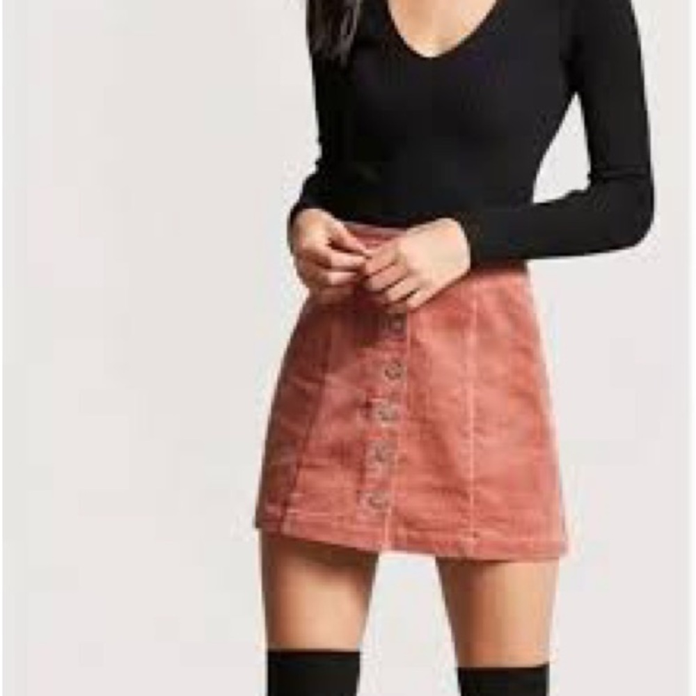 FOREVER21 Pink Corduroy Skirt
